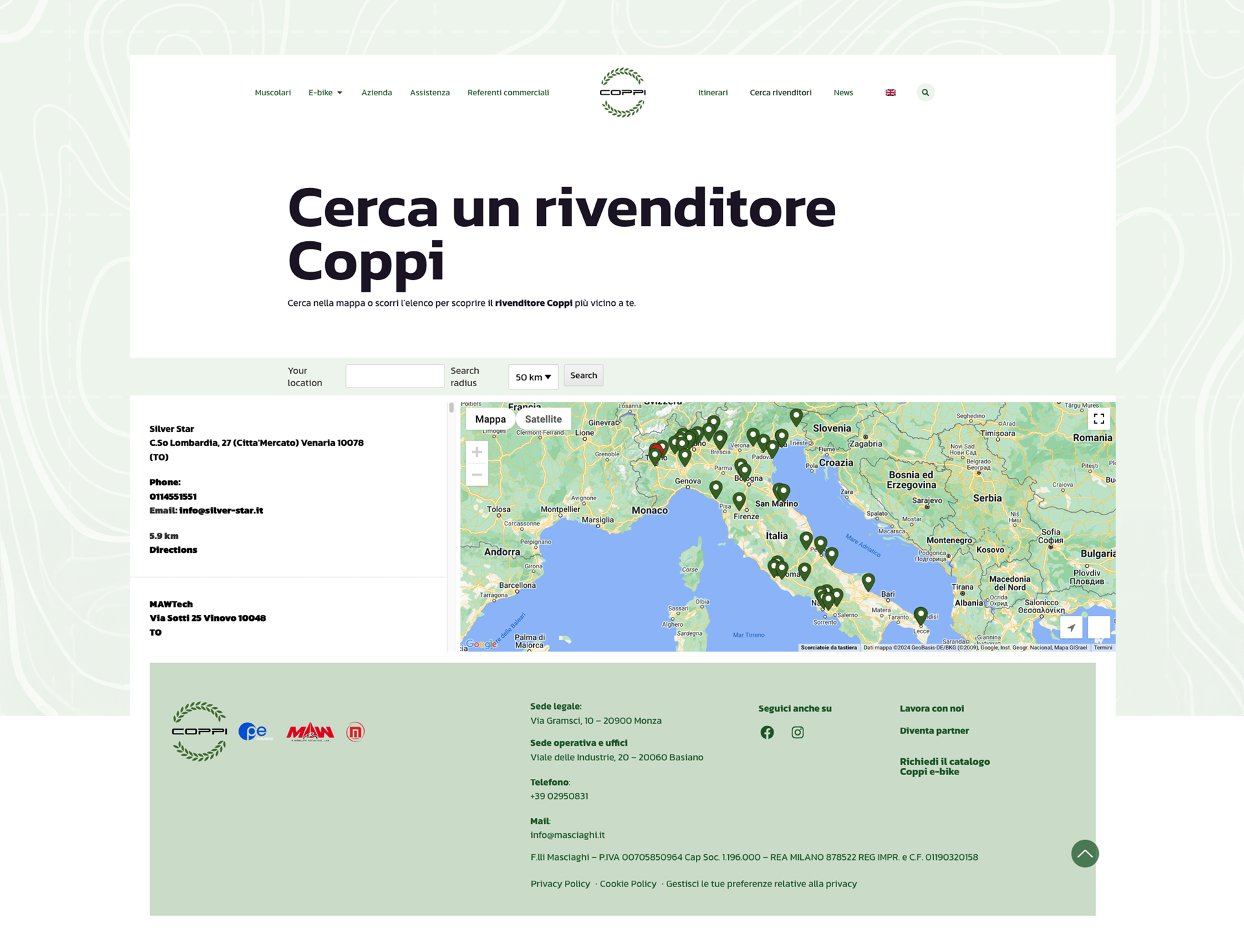 Pagina rivenditori web coppi